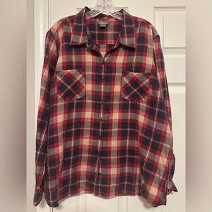 Natural Reflections Red and Gray Plaid Button Down Shirt flannel